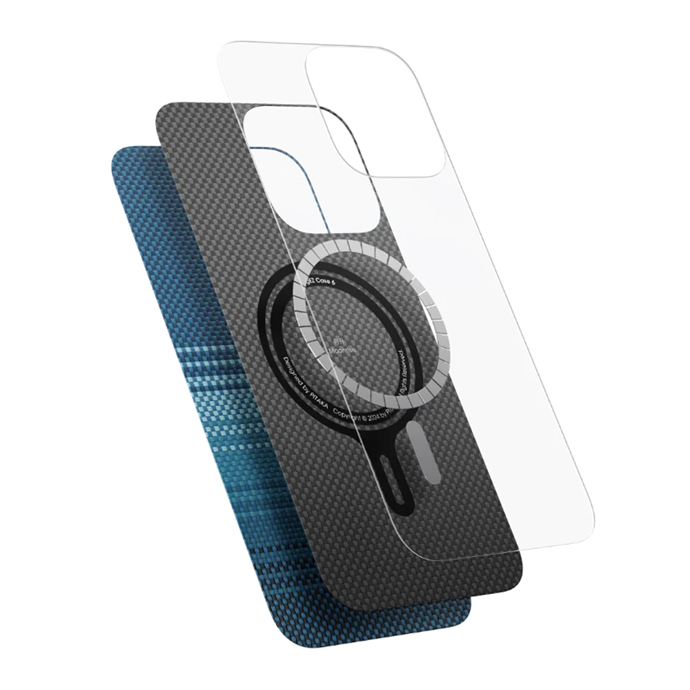 Apple iPhone 16 Plus Uyumlu Kılıf Magsafe Şarj Özellikli Aramid Fiber Pitaka Tactile Woven Sunset-Moonrise Serisi Sunset Kapak - 2