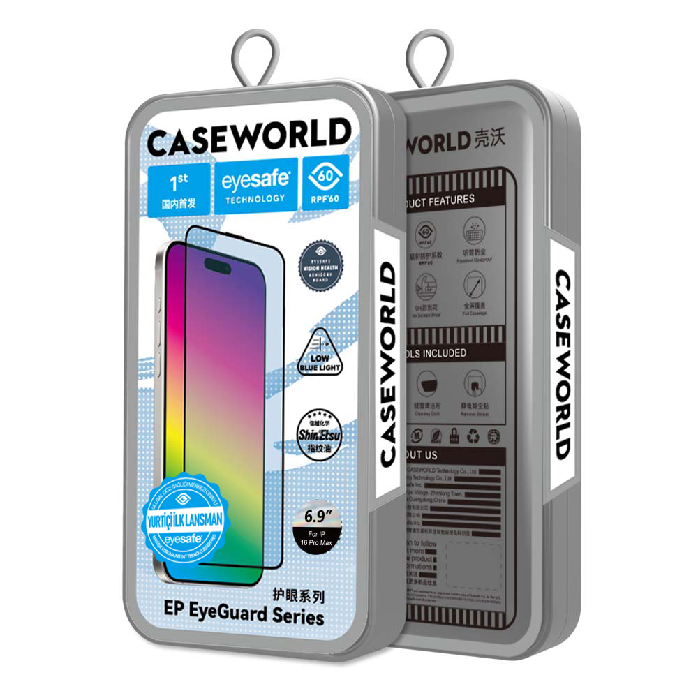 Apple iPhone 16 Pro Max Uyumlu CaseWorld EyeGuard Serisi 2.5D Eyesafe Teknolojili Cam Ekran Koruyucu - 5