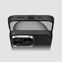 Apple iPhone 16 Uyumlu Kılıf Magsafe Şarj Özellikli 600D Aramid Fiber Pitaka Ultra-Slim Classic Serisi Black-Grey Twill Kapak - 2
