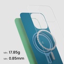 Apple iPhone 16 Pro Uyumlu Kılıf Magsafe Şarj Özellikli Aramid Fiber Pitaka Ultra-Slim Classic Serisi Forest Green Kapak - 4