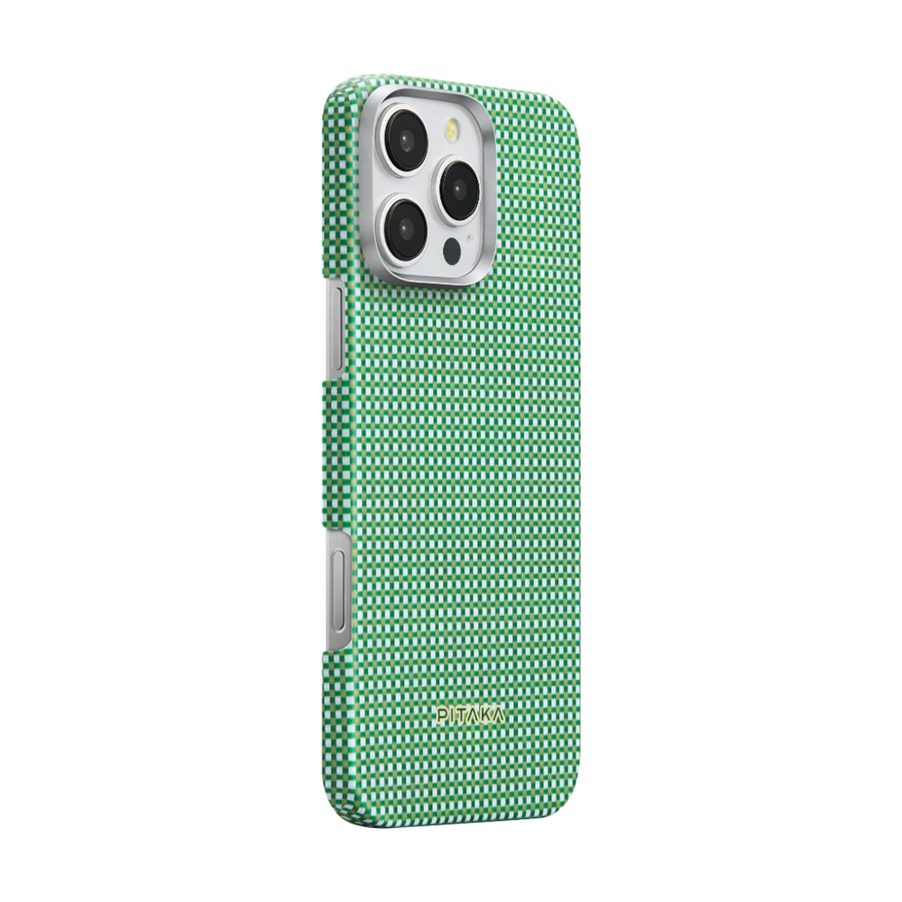 Apple iPhone 16 Pro Max Uyumlu Kılıf Magsafe Şarj Özellikli Aramid Fiber Pitaka Ultra-Slim Classic Serisi Forest Green Kapak - 1