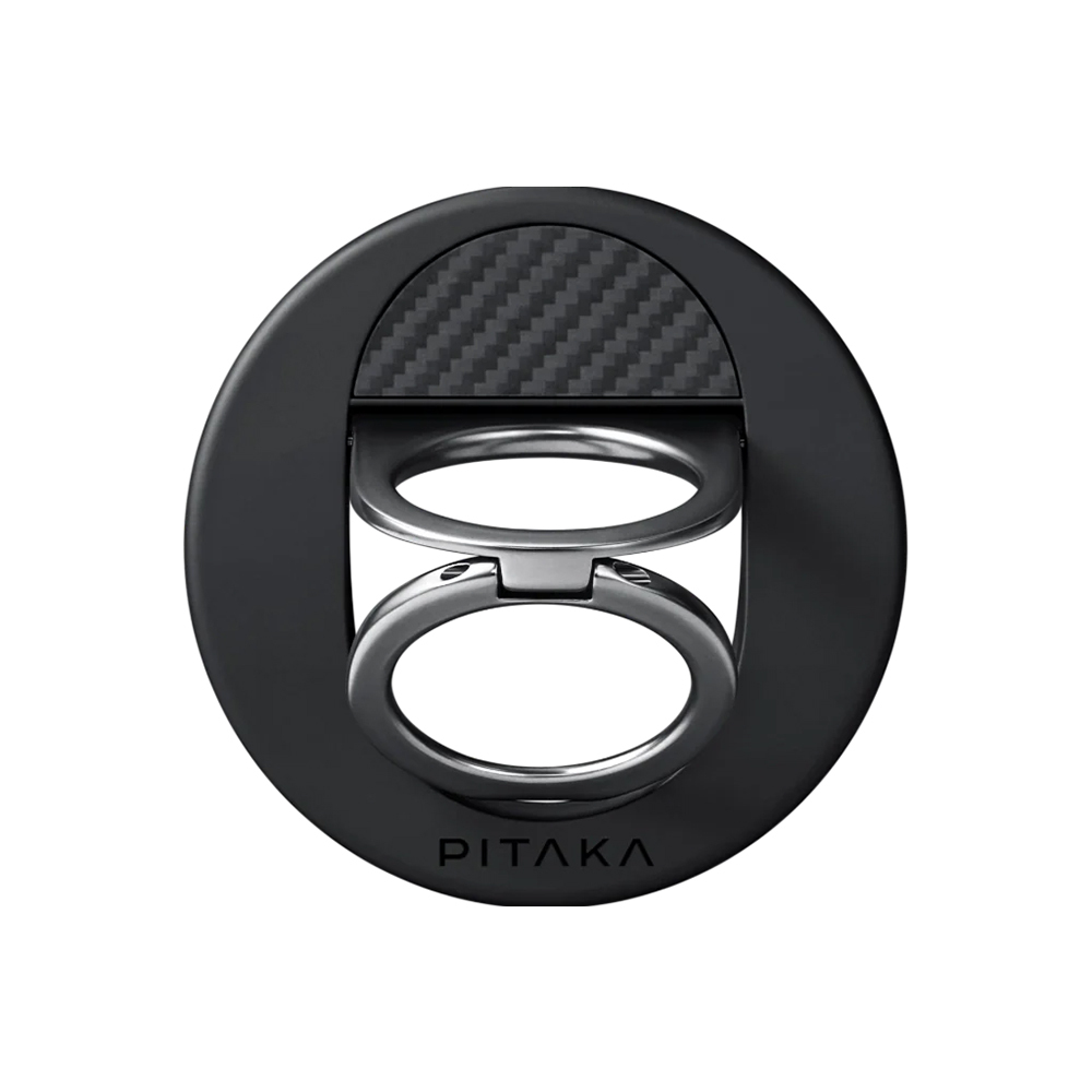 Apple iPhone 16 Pro Max Uyumlu Kılıf Magsafe Şarj Özellikli Grip 3 Standlı Aramid Fiber Pitaka Military Grade Classic Serisi Black-Grey Twill Kapak - 3