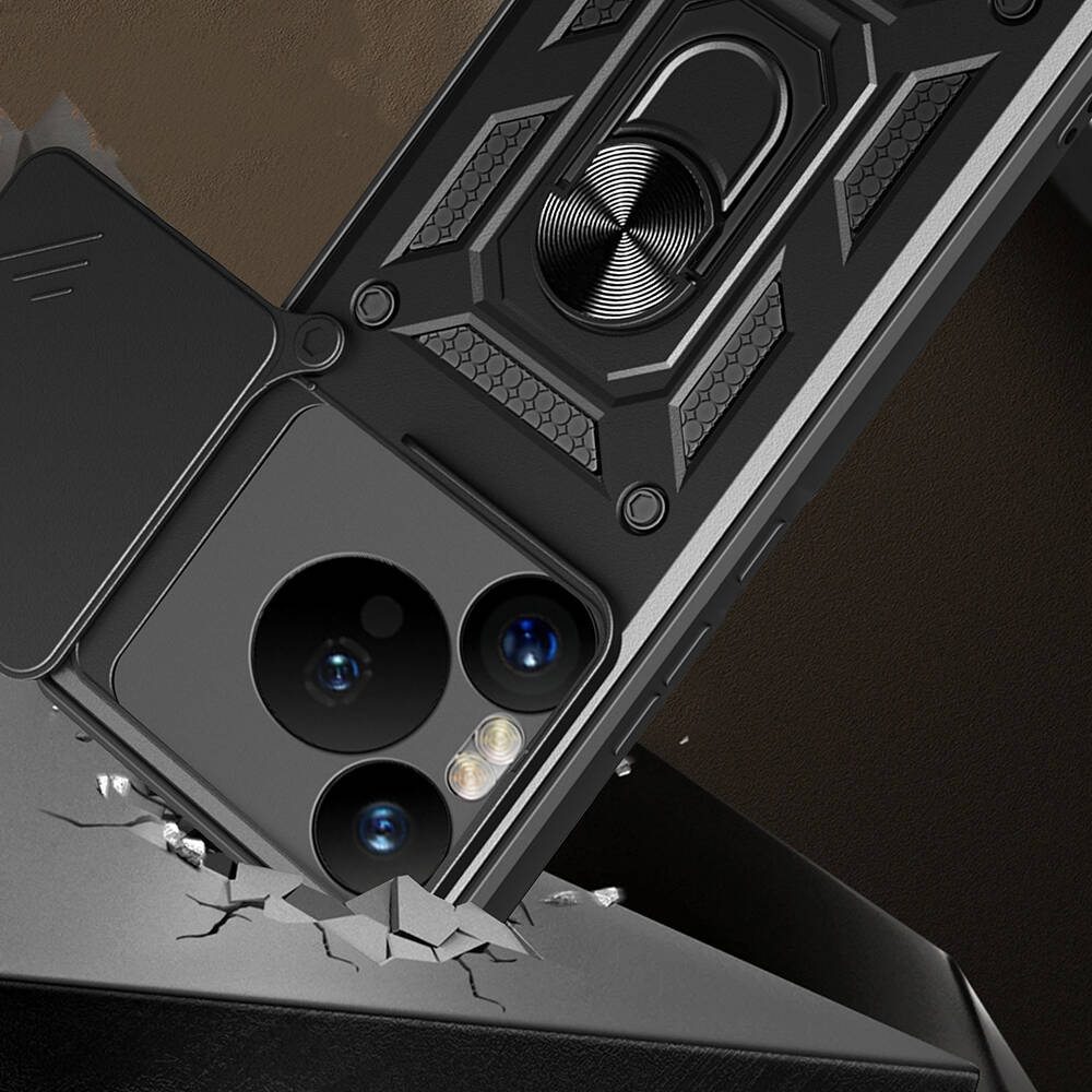 Huawei Pura 70 Pro 5G Uyumlu Kılıf Magnetik Standlı Kamera Korumalı Zore Sürgülü Vega Kapak - 2