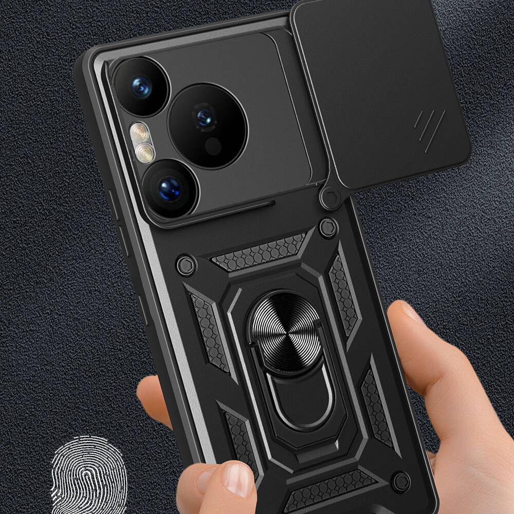 Huawei Pura 70 Pro 5G Uyumlu Kılıf Magnetik Standlı Kamera Korumalı Zore Sürgülü Vega Kapak - 4