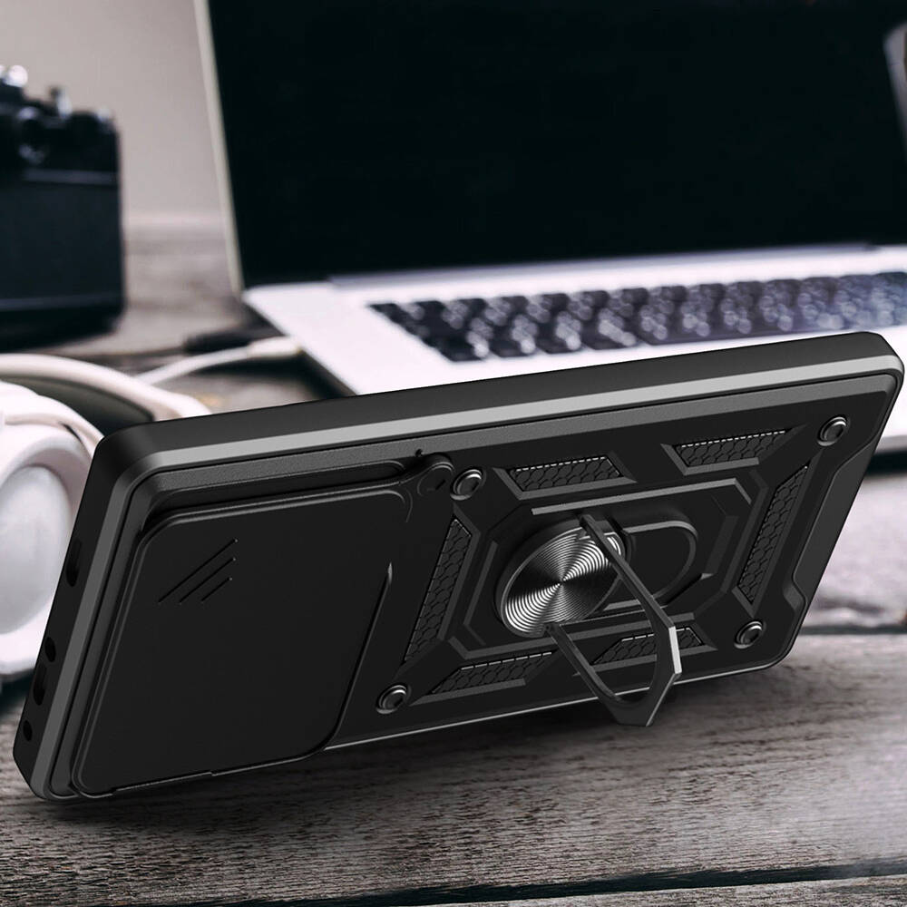 Huawei Pura 70 Pro 5G Uyumlu Kılıf Magnetik Standlı Kamera Korumalı Zore Sürgülü Vega Kapak - 5