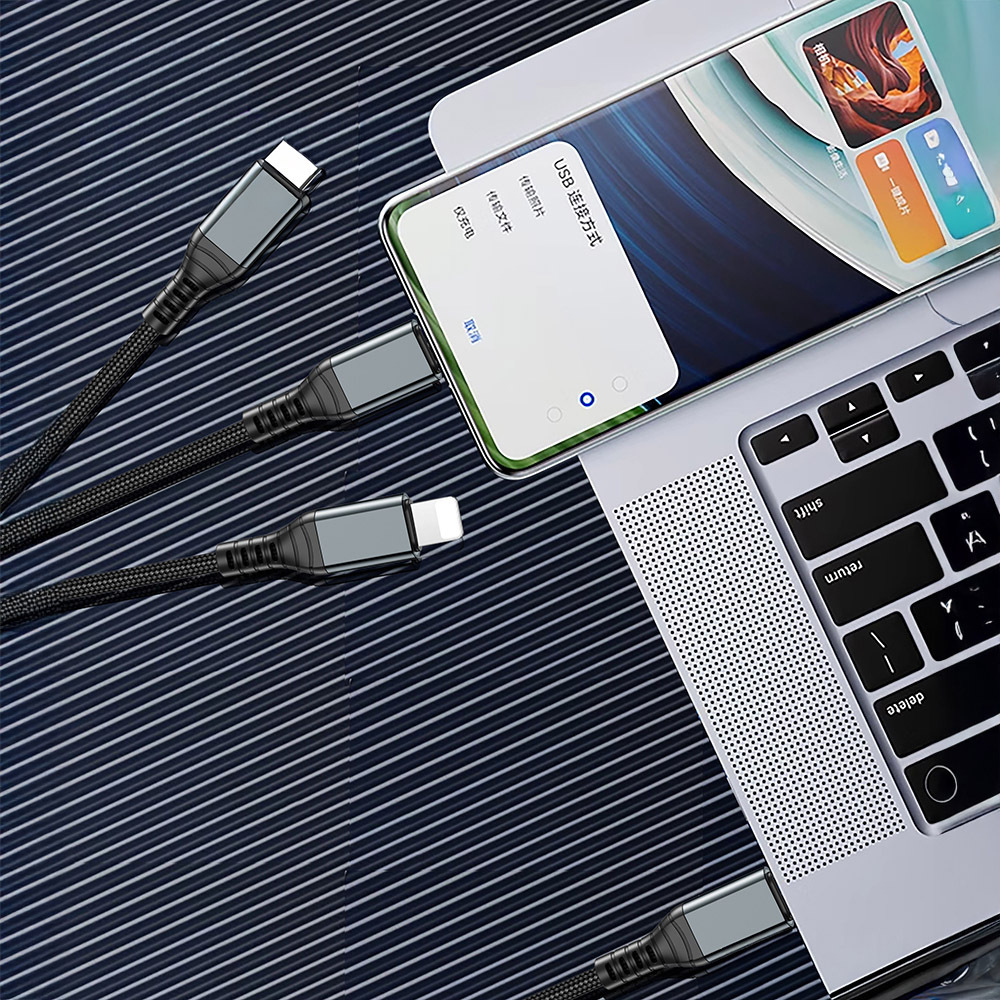 Go-Des GD-UC617 3in1 Type-C to Lightning – Type-C – Type-C Ultra Hızlı PD Şarj Kablosu 100W 1.2M - 3