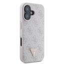 Apple iPhone 16 Uyumlu Kılıf Guess Orjinal Lisanslı M-safe Şarj Özellikli PU Deri 4G Desenli Taşlı Üçgen Logolu Kapak - 4