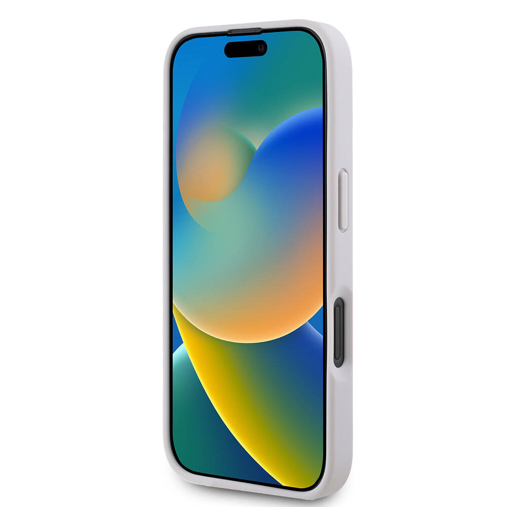 Apple iPhone 16 Uyumlu Kılıf Guess Orjinal Lisanslı M-safe Şarj Özellikli PU Deri 4G Desenli Taşlı Üçgen Logolu Kapak - 5