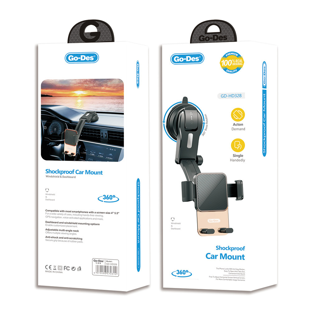 Go-Des GD-HD328 360 Derece Dönebilen Vakumlu Tasarım Araç İçi Telefon Tutucu - 2