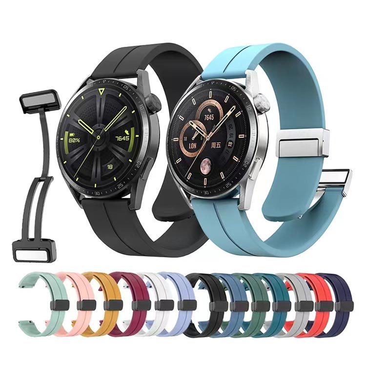 Huawei GT2 46mm 22mm Uyumlu Kordon Silikon Metal Mıknatıslı Toka Zore KRD-84 Kayış - 2