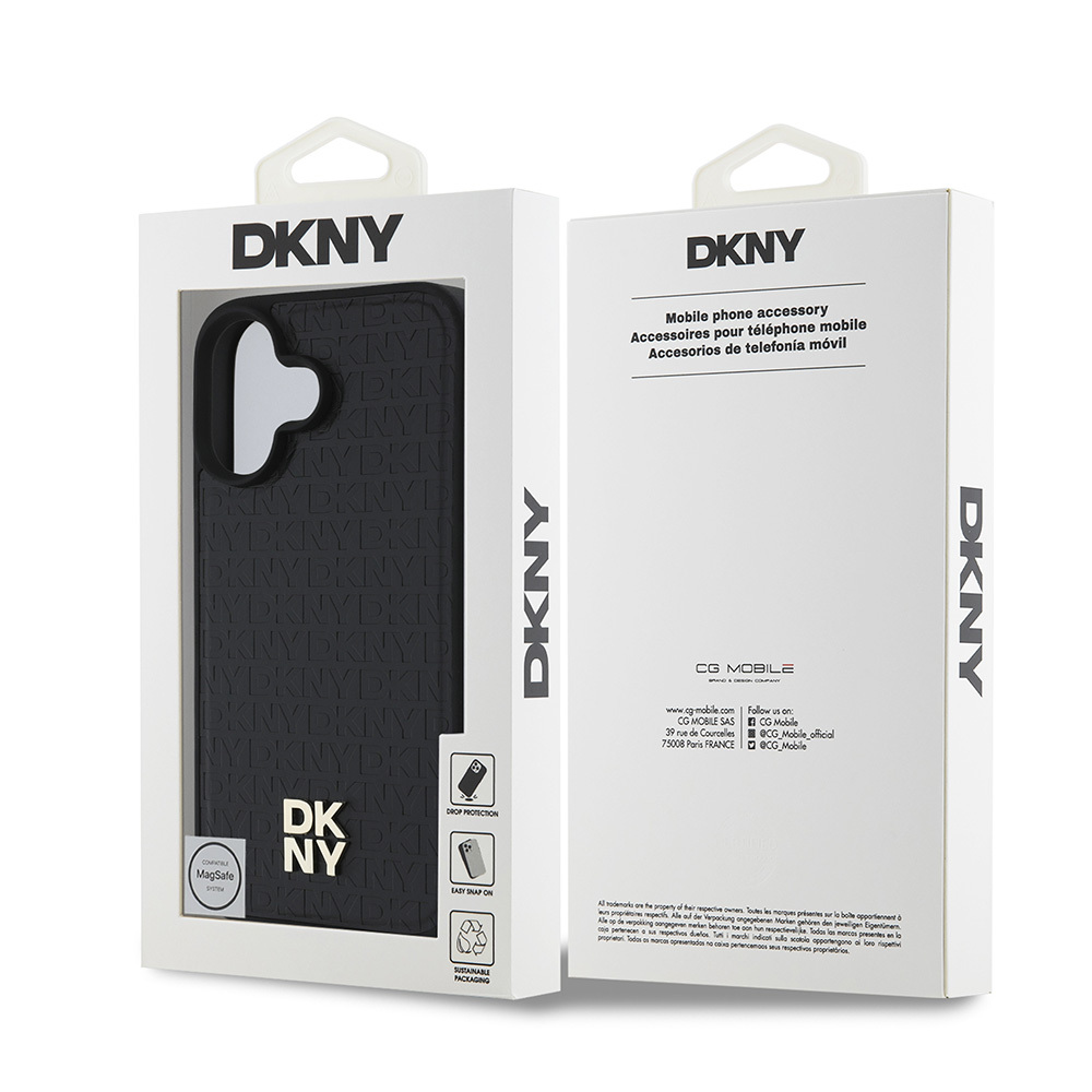 Apple iPhone 16 Plus Uyumlu Kılıf DKNY Orjinal Lisanslı Magsafe Şarj Özellikli 3D Yazılı Repeat Pattern Kapak - 1