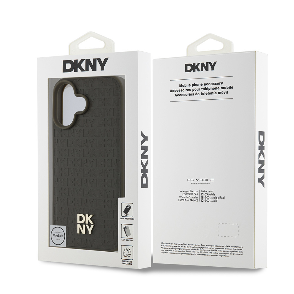 Apple iPhone 16 Plus Uyumlu Kılıf DKNY Orjinal Lisanslı Magsafe Şarj Özellikli 3D Yazılı Repeat Pattern Kapak - 14