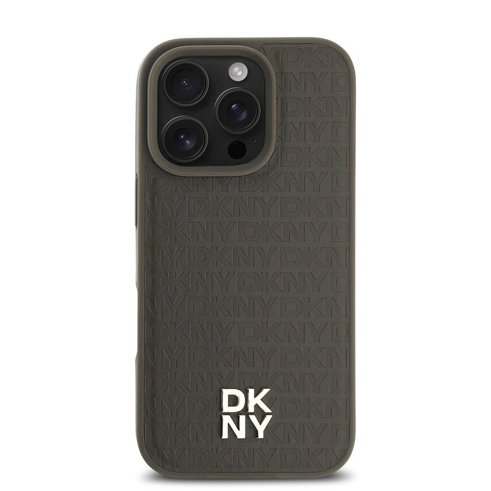 Apple iPhone 16 Pro Max Uyumlu Kılıf DKNY Orjinal Lisanslı Magsafe Şarj Özellikli 3D Yazılı Repeat Pattern Kapak - 4