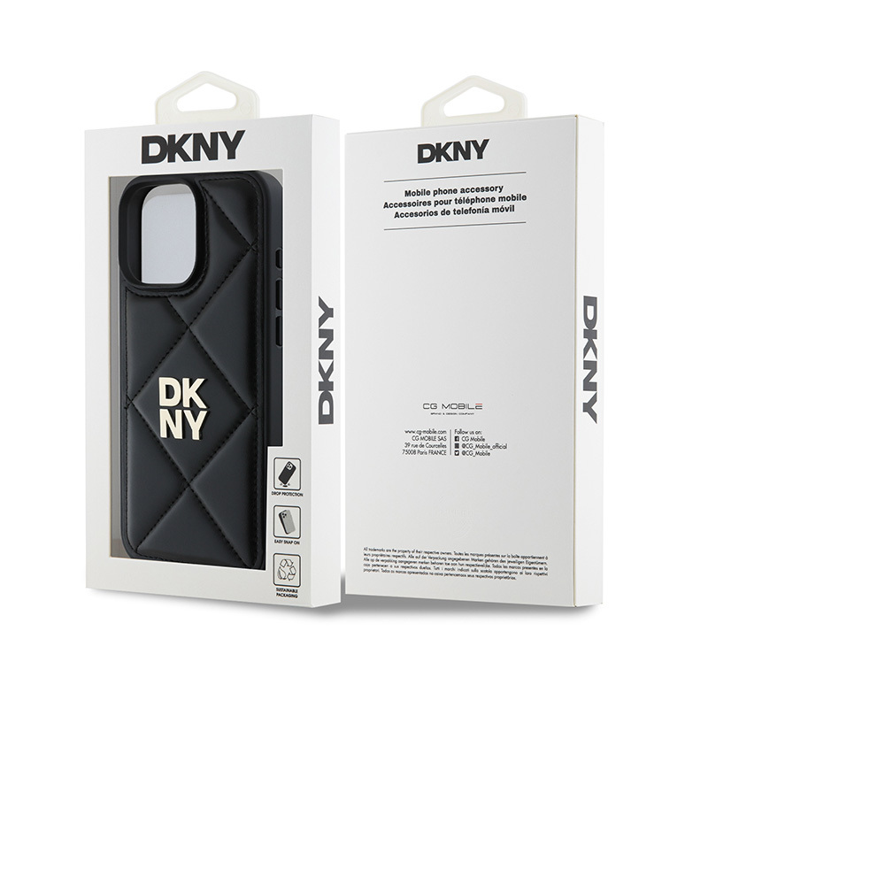 Apple iPhone 16 Pro Uyumlu Kılıf DKNY Orjinal Lisanslı Kapitone Tasarımlı Metal Logolu Deri Kapak - 1