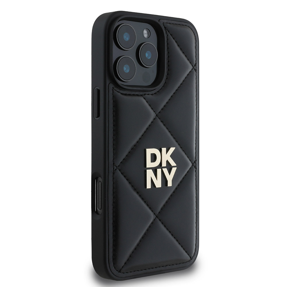 Apple iPhone 16 Pro Uyumlu Kılıf DKNY Orjinal Lisanslı Kapitone Tasarımlı Metal Logolu Deri Kapak - 5