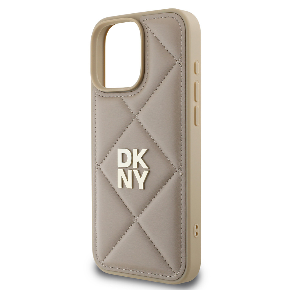 Apple iPhone 16 Pro Uyumlu Kılıf DKNY Orjinal Lisanslı Kapitone Tasarımlı Metal Logolu Deri Kapak - 11