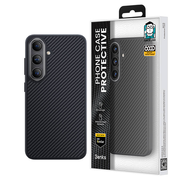 Samsung Galaxy S24 Uyumlu Kılıf Karbon Fiber M-safe Şarj Özellikli Benks Hybrid ArmorPro 600D Kevlar Kapak - 4