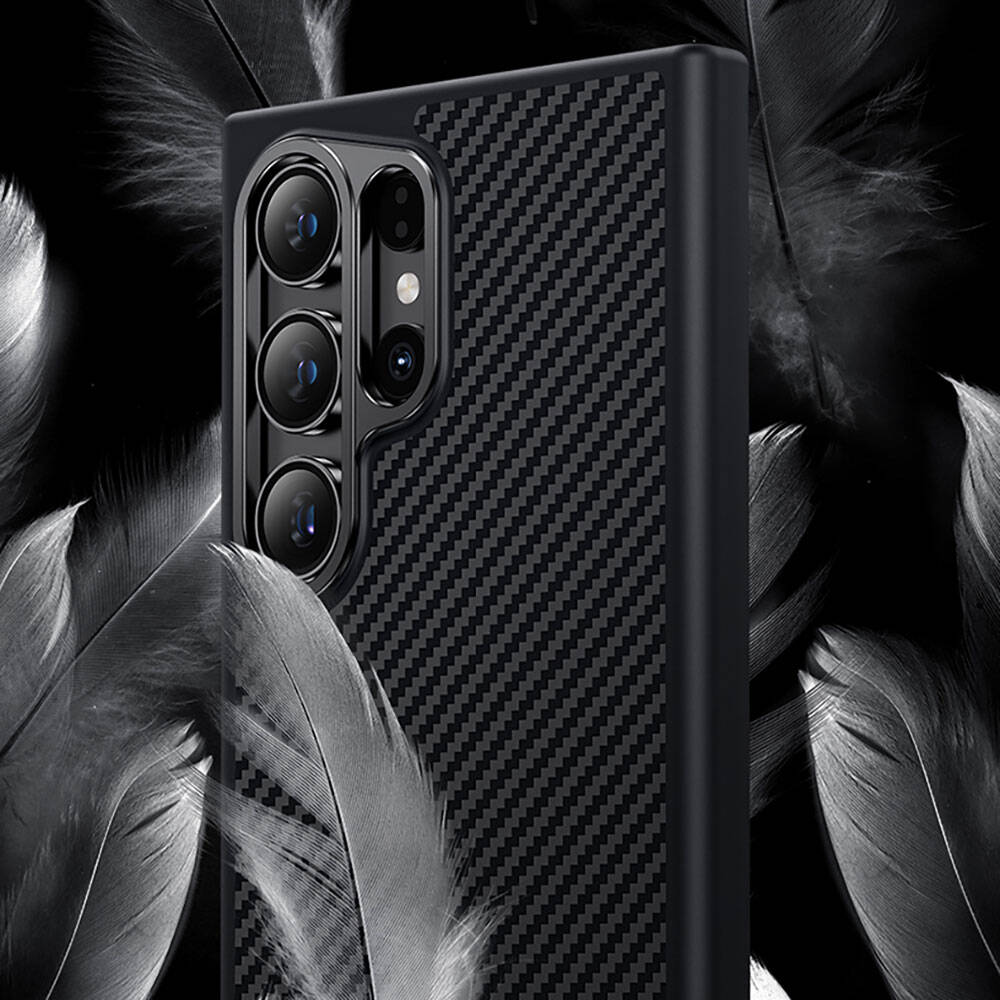Samsung Galaxy S24 Uyumlu Kılıf Karbon Fiber M-safe Şarj Özellikli Benks Hybrid ArmorPro 600D Kevlar Kapak - 11