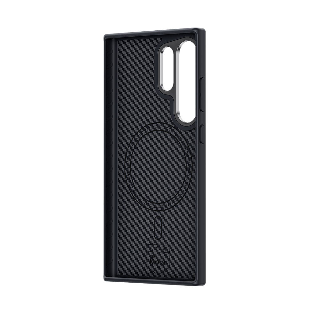 Samsung Galaxy S24 Ultra Uyumlu Kılıf Karbon Fiber M-safe Şarj Özellikli Benks Hybrid ArmorPro 600D Kevlar Kapak - 1