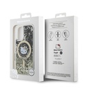 Apple iPhone 16 Uyumlu Kılıf Hello Kitty Orjinal Lisanslı Magsafe Şarj Özellikli IML Baskı Kitty Head Logolu Sıvılı Simli Altın Ateşi Kapak - 1