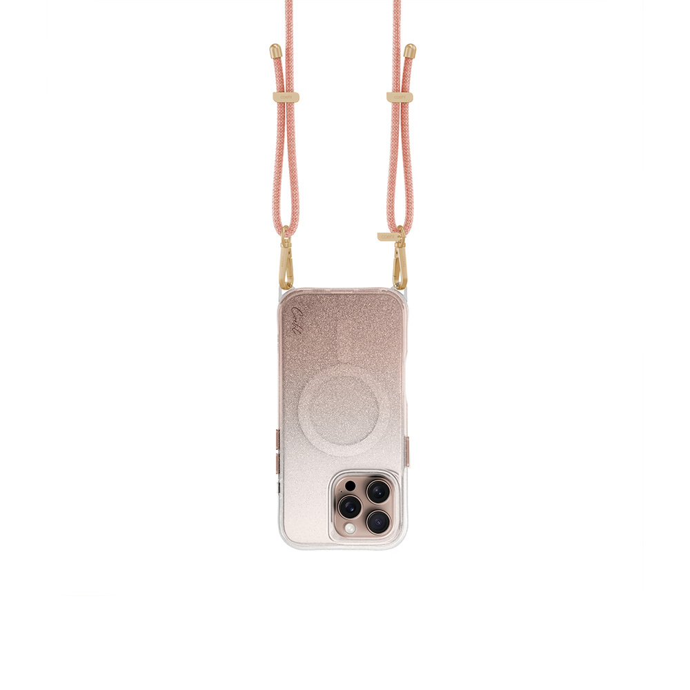 Apple iPhone 16 Pro Uyumlu Kılıf Magsafe Şarj Özellikli Simli Arka Yüzey Askı İpli Coehl Lumino Kapak - 2