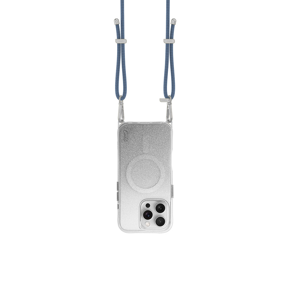 Apple iPhone 16 Pro Uyumlu Kılıf Magsafe Şarj Özellikli Simli Arka Yüzey Askı İpli Coehl Lumino Kapak - 8