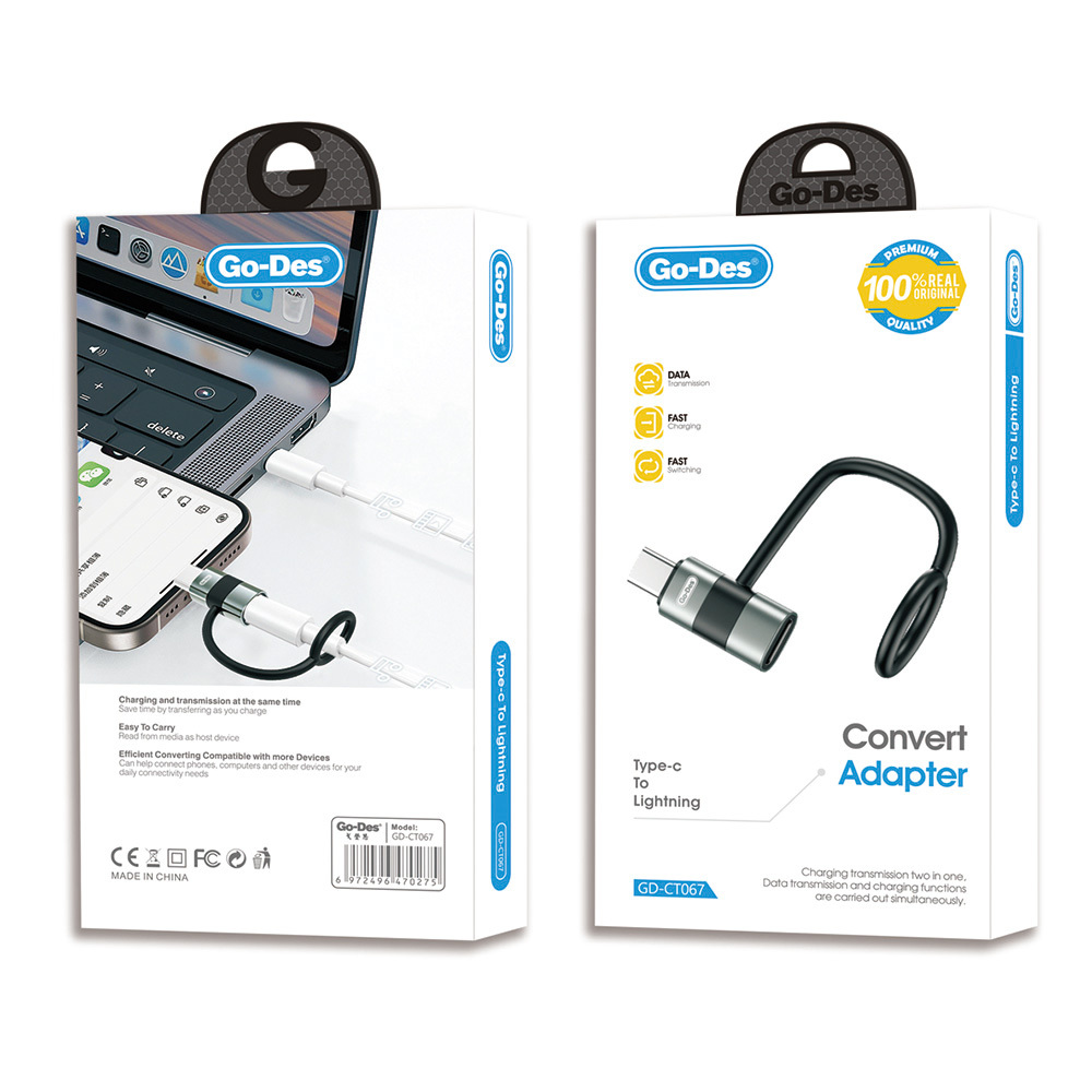 Go-Des GD-CT067 Type-C to Lightning Data Ve Hızlı Şarj Adaptörü - 1