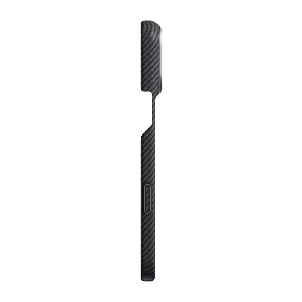 Apple iPhone 18 Pro Kılıf M-safe Şarj Özellikli 1500D Aramid Karbon Fiber Pitaka Ultra-Slim Classic Serisi Black-Grey Twill Kapak - 11