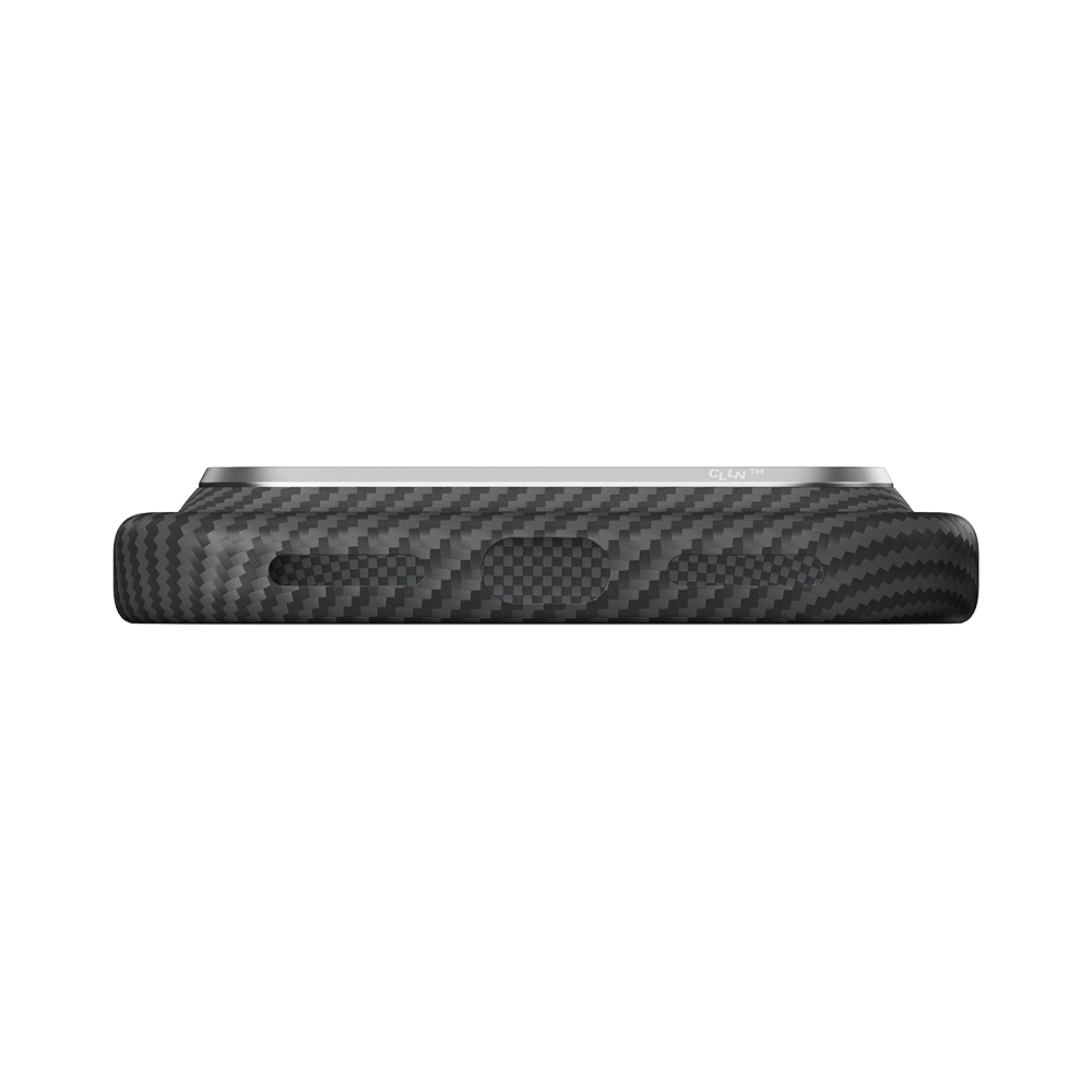 Apple iPhone 18 Pro Max Kılıf M-safe Şarj Özellikli 1500D Aramid Karbon Fiber Pitaka Ultra-Slim Classic Serisi Black-Grey Twill Kapak - 9