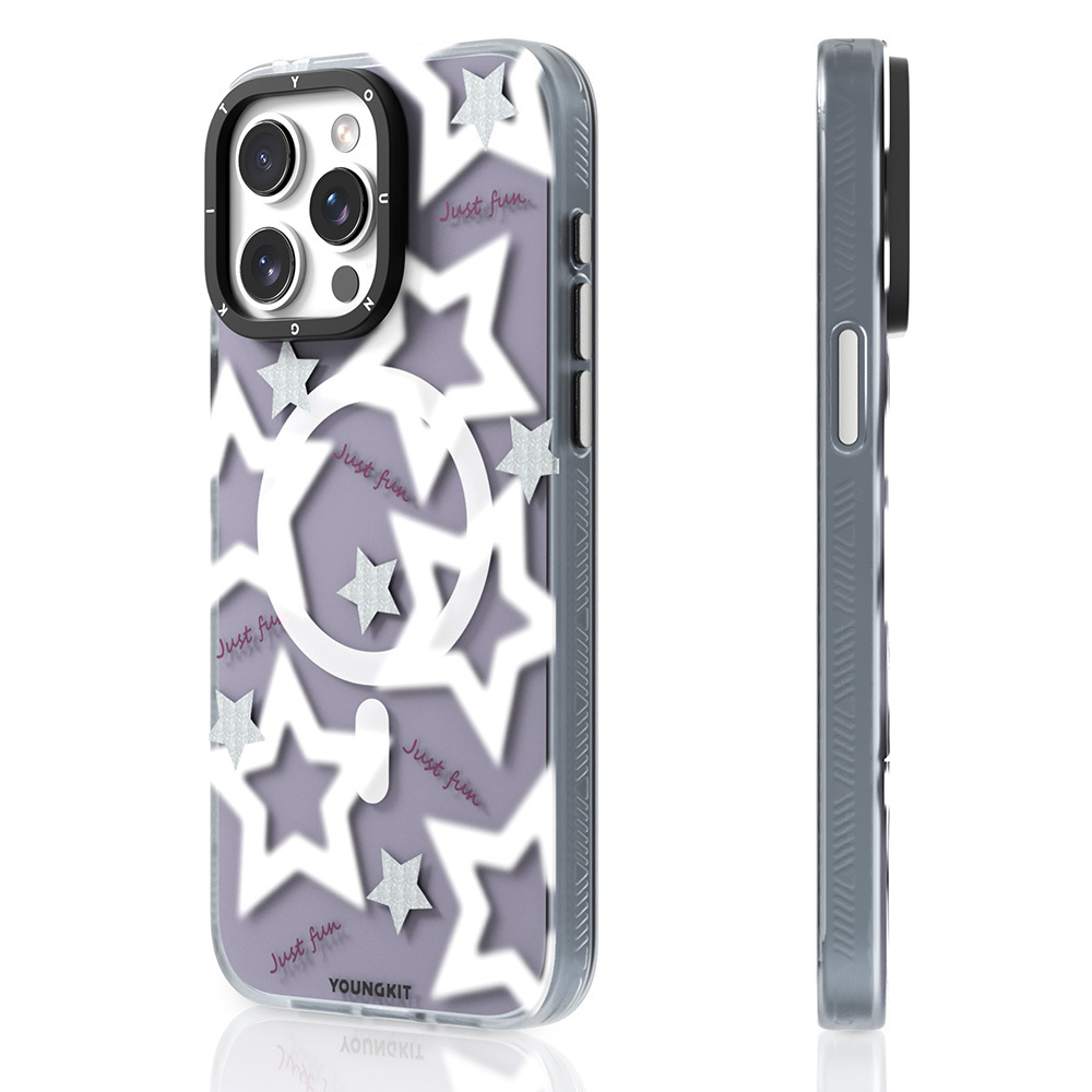 Apple iPhone 15 Pro Uyumlu Kılıf Magsafe Şarj Özellikli Airbagli Çift Katmanlı Youngkit Star&Butterfly Serisi Kapak - 3