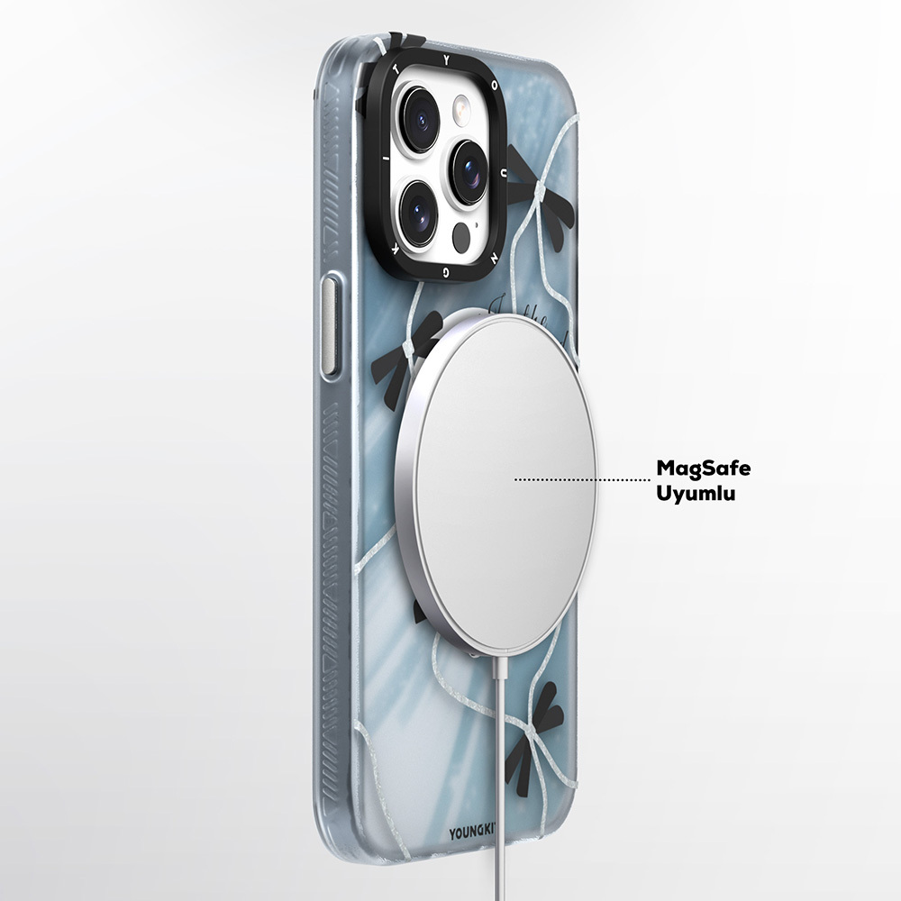 Apple iPhone 15 Pro Max Uyumlu Kılıf Magsafe Şarj Özellikli Airbagli Çift Katmanlı Youngkit Star&Butterfly Serisi Kapak - 7