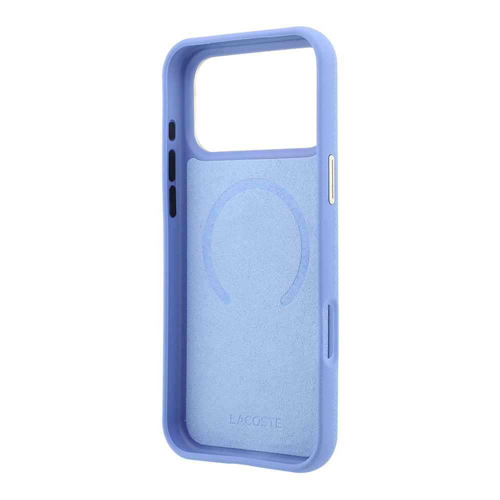 Apple iPhone 18 Pro Kılıf Lacoste Orjinal Lisanslı M-Safe Şarj Özellikli PVC Yarı Pike Desenli Arka Yüzey İkonik Timsah Dokuma Logolu Kapak - 6