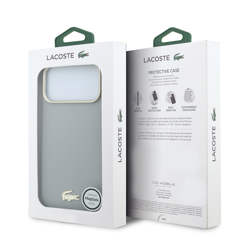 Apple iPhone 18 Pro Kılıf Lacoste Orjinal Lisanslı M-Safe Şarj Özellikli PVC Yarı Pike Desenli Arka Yüzey İkonik Timsah Dokuma Logolu Kapak - 7