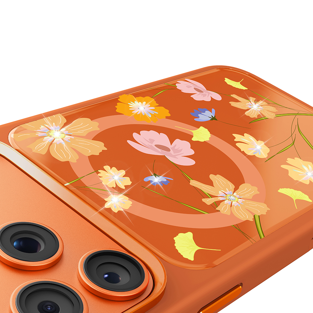 Apple iPhone 18 Pro Kılıf M-safe Şarj Özellikli Çiçek Tasarımlı Mutural Flower Serisi Kapak - 8