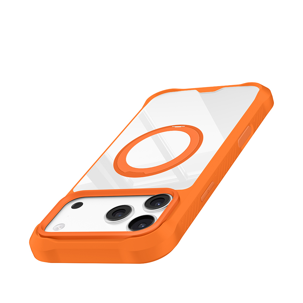 Apple iPhone 18 Pro Max Kılıf M-safe Şarj Özellikli Parmak Ring Standlı Airbag Tasarımlı Mutural Obsidian Serisi Kapak - 4