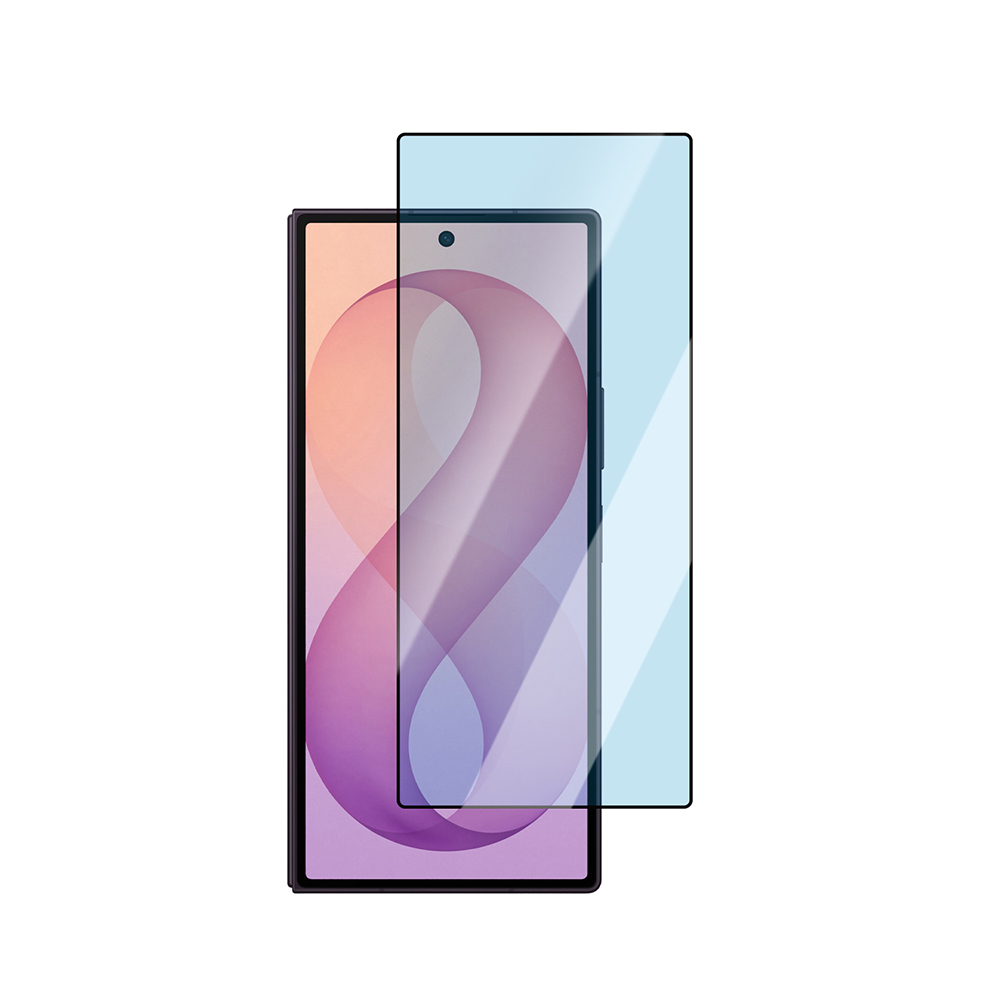 Samsung Galaxy Z Fold 7 Uyumlu CaseWorld Applicator Serisi 2.5D Eyesafe Mavi Işık Teknolojili Safir 0.33mm Temperli Cam Ekran Koruyucu + Uygulama Aparatı - 1