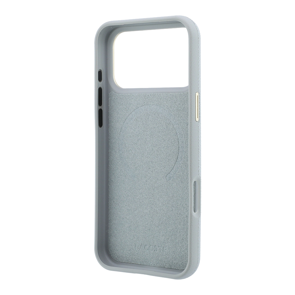 Apple iPhone 18 Pro Max Kılıf Lacoste Orjinal Lisanslı M-Safe Şarj Özellikli PVC Yarı Pike Desenli Arka Yüzey İkonik Timsah Dokuma Logolu Kapak - 6