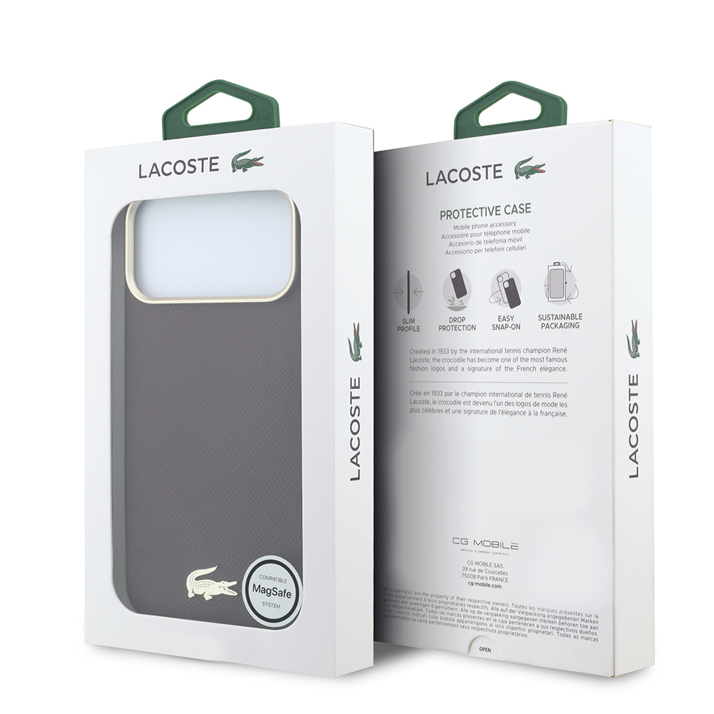 Apple iPhone 18 Pro Max Kılıf Lacoste Orjinal Lisanslı M-Safe Şarj Özellikli PVC Yarı Pike Desenli Arka Yüzey İkonik Timsah Dokuma Logolu Kapak - 7