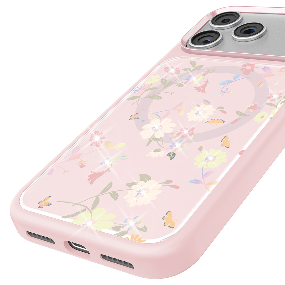 Apple iPhone 18 Pro Max Kılıf M-safe Şarj Özellikli Çiçek Tasarımlı Mutural Flower Serisi Kapak - 3