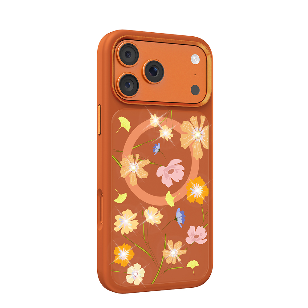 Apple iPhone 18 Pro Max Kılıf M-safe Şarj Özellikli Çiçek Tasarımlı Mutural Flower Serisi Kapak - 1