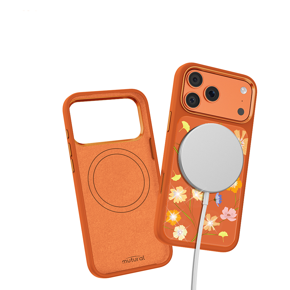 Apple iPhone 18 Pro Max Kılıf M-safe Şarj Özellikli Çiçek Tasarımlı Mutural Flower Serisi Kapak - 3
