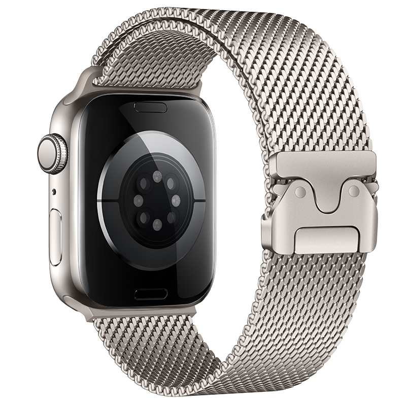 Apple Watch 7 45mm Uyumlu Zore KRD-121 Metal Hasır Kordon - 1