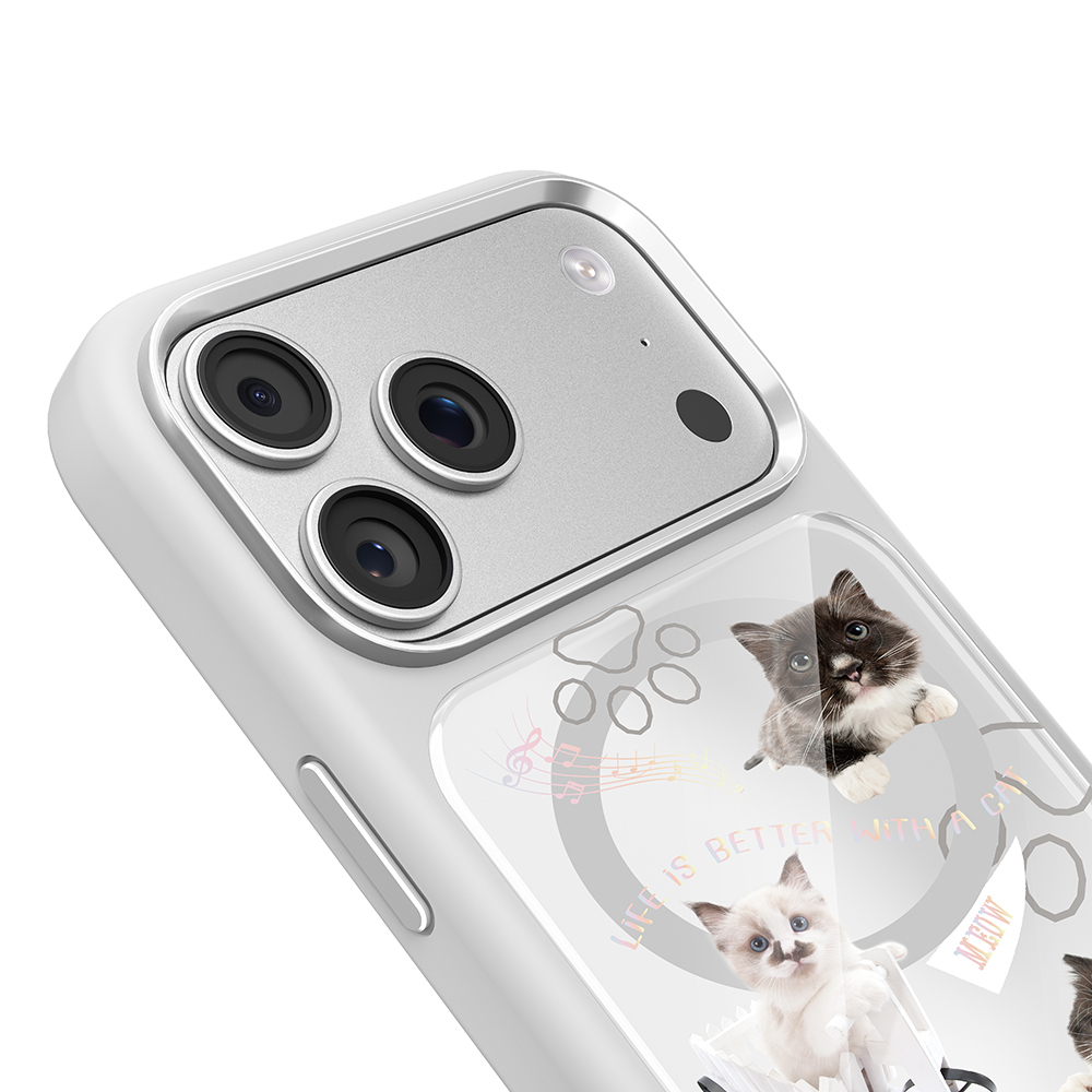 Apple iPhone 18 Pro Max Kılıf M-safe Şarj Özellikli 3D Baskılı Tasarım Mutural The Cat Serisi Kapak - 2