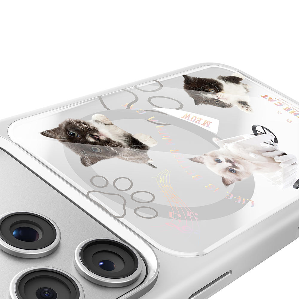 Apple iPhone 18 Pro Max Kılıf M-safe Şarj Özellikli 3D Baskılı Tasarım Mutural The Cat Serisi Kapak - 4