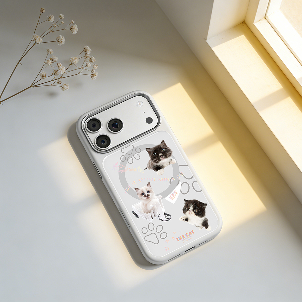 Apple iPhone 18 Pro Max Kılıf M-safe Şarj Özellikli 3D Baskılı Tasarım Mutural The Cat Serisi Kapak - 10