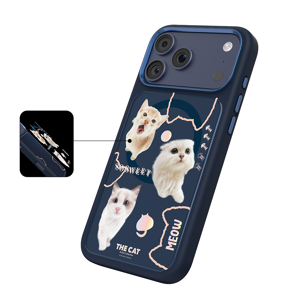 Apple iPhone 18 Pro Max Kılıf M-safe Şarj Özellikli 3D Baskılı Tasarım Mutural The Cat Serisi Kapak - 3