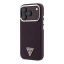 Apple iPhone 18 Pro Max Kılıf Guess Orjinal Lisanslı M-safe Şarj Özellikli Grained Triangle Kapak - 1