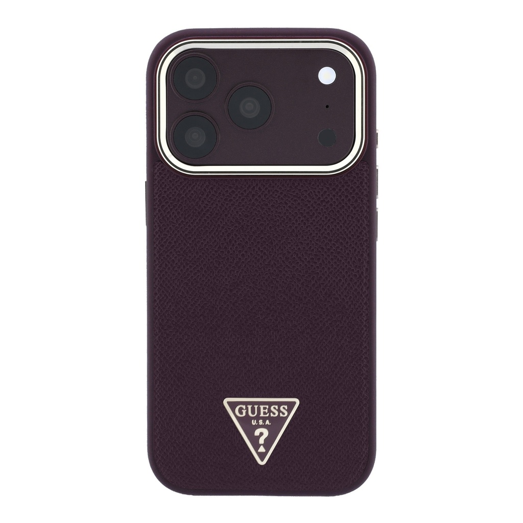 Apple iPhone 18 Pro Max Kılıf Guess Orjinal Lisanslı M-safe Şarj Özellikli Grained Triangle Kapak - 2