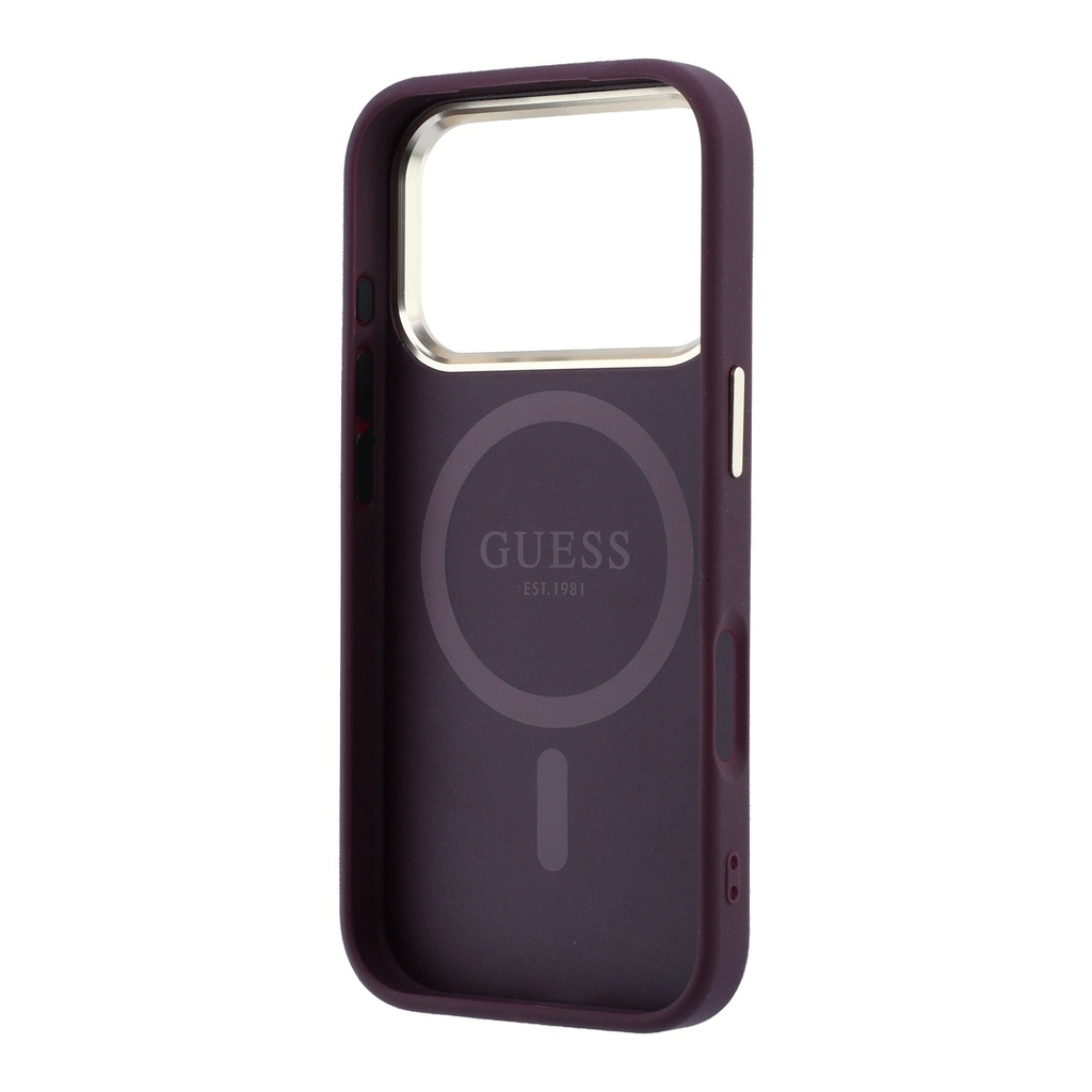 Apple iPhone 18 Pro Max Kılıf Guess Orjinal Lisanslı M-safe Şarj Özellikli Grained Triangle Kapak - 6