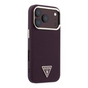 Apple iPhone 18 Pro Kılıf Guess Orjinal Lisanslı M-safe Şarj Özellikli Grained Triangle Kapak - 3